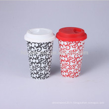 Tasse de café en céramique couvercle en caoutchouc, tasse de voyage avec couvercle en silicone